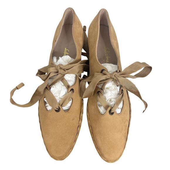 Salvatore Ferragamo Boutique Tan Suede Lace Espadrilles Size 9 - Picture 3 of 11